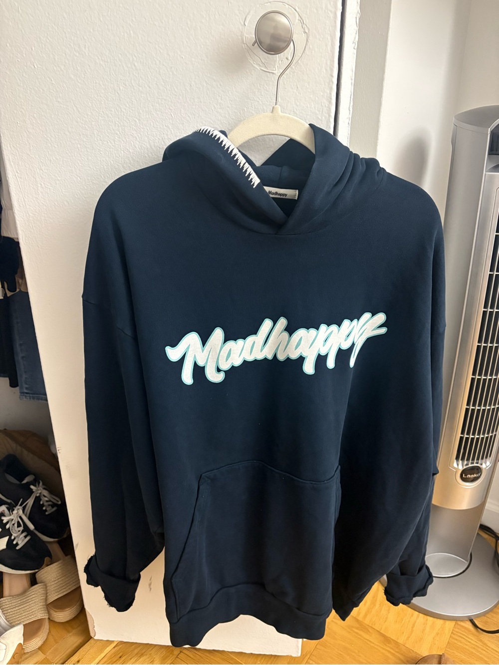 Madhappy Men's Navy Crewneck Script Logo Sweatshirt